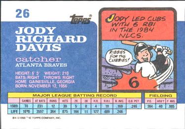 1990 Topps Big #26 Jody Davis Back