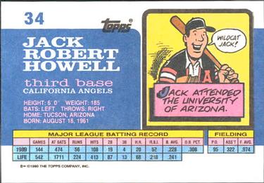 1990 Topps Big #34 Jack Howell Back