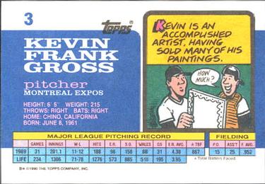 1990 Topps Big #3 Kevin Gross Back