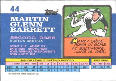 1990 Topps Big #44 Marty Barrett Back