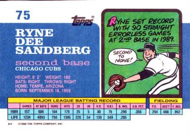 1990 Topps Big #75 Ryne Sandberg Back
