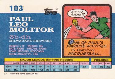 1990 Topps Big #103 Paul Molitor Back