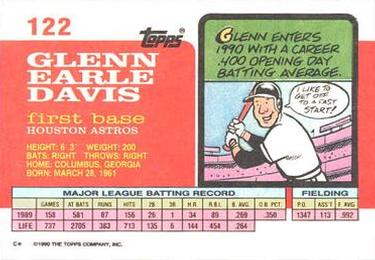 1990 Topps Big #122 Glenn Davis Back