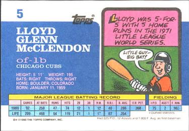 1990 Topps Big #5 Lloyd McClendon Back