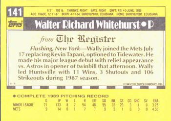 1990 Topps Major League Debut 1989 #141 Wally Whitehurst Back