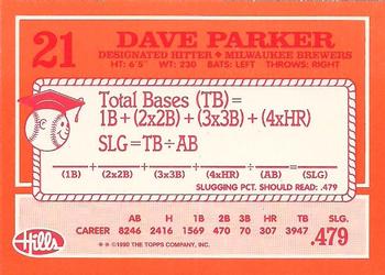 1990 Topps Hills Hit Men #21 Dave Parker Back