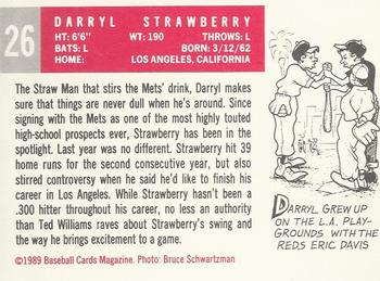 1989 Baseball Cards Magazine '59 Topps Replicas #26 Darryl Strawberry Back