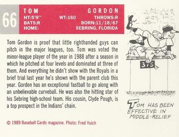 1989 Baseball Cards Magazine '59 Topps Replicas #66 Tom Gordon Back