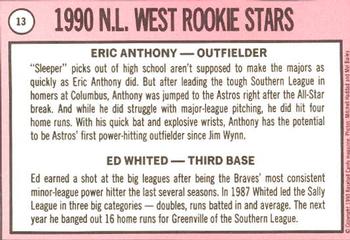 1990 Baseball Cards Magazine '69 Topps Repli-Cards #13 NL West Rookies (Eric Anthony / Ed Whited) Back