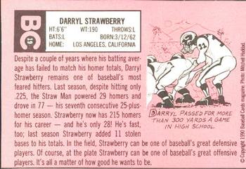 1990 Baseball Cards Magazine '69 Topps Repli-Cards #19 Darryl Strawberry Back