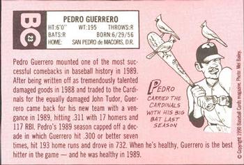1990 Baseball Cards Magazine '69 Topps Repli-Cards #23 Pedro Guerrero Back
