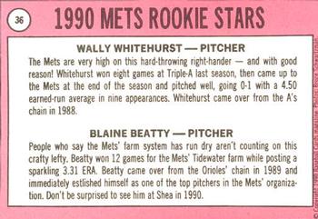 1990 Baseball Cards Magazine '69 Topps Repli-Cards #36 Mets Rookies (Wally Whitehurst / Blaine Beatty) Back