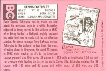1990 Baseball Cards Magazine '69 Topps Repli-Cards #43 Dennis Eckersley Back