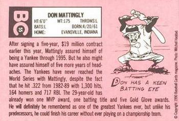 1990 Baseball Cards Magazine '69 Topps Repli-Cards #55 Don Mattingly Back