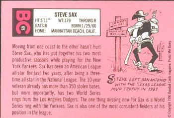 1990 Baseball Cards Magazine '69 Topps Repli-Cards #65 Steve Sax Back