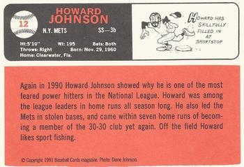 1991 Baseball Cards Magazine '66 Topps Replicas #12 Howard Johnson Back