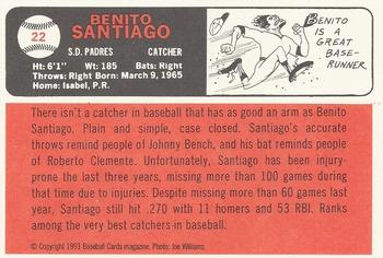 1991 Baseball Cards Magazine '66 Topps Replicas #22 Benito Santiago Back