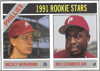 1991 Baseball Cards Magazine '66 Topps Replicas #26 Phillies Rookies (Mickey Morandini / Wes Chamberlain) Front