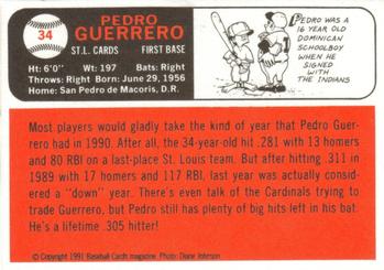 1991 Baseball Cards Magazine '66 Topps Replicas #34 Pedro Guerrero Back