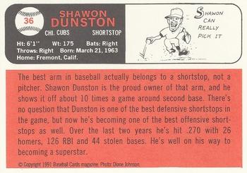 1991 Baseball Cards Magazine '66 Topps Replicas #36 Shawon Dunston Back