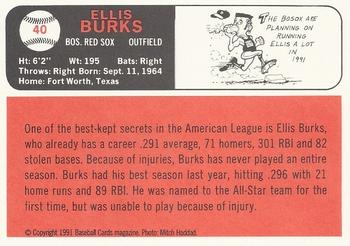 1991 Baseball Cards Magazine '66 Topps Replicas #40 Ellis Burks Back