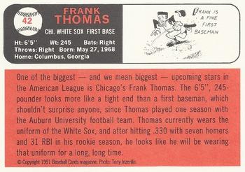 1991 Baseball Cards Magazine '66 Topps Replicas #42 Frank Thomas Back