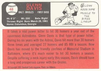 1991 Baseball Cards Magazine '66 Topps Replicas #48 Glenn Davis Back