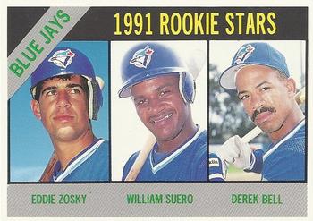 1991 Baseball Cards Magazine '66 Topps Replicas #56 Blue Jays Rookies (Eddie Zosky / William Suero / Derek Bell) Front