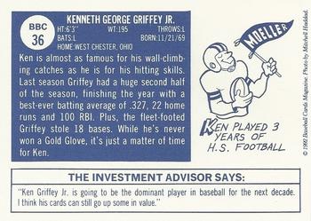 1992 Baseball Cards Magazine '70 Topps Replicas #36 Ken Griffey Jr. Back