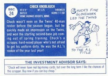 1992 Baseball Cards Magazine '70 Topps Replicas #24 Chuck Knoblauch Back