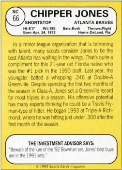 1993 Baseball Card Magazine / Sports Card Magazine #SC66 Chipper Jones Back