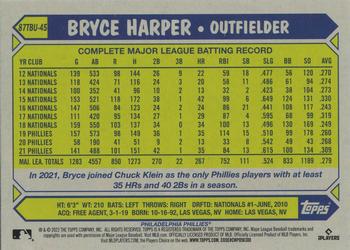 2022 Topps Update - 1987 Topps Baseball 35th Anniversary Blue #87TBU-45 Bryce Harper Back