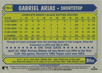 2022 Topps Update - 1987 Topps Baseball 35th Anniversary Blue #87TBU-47 Gabriel Arias Back