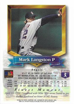 1994 Finest - Refractors #24 Mark Langston Back