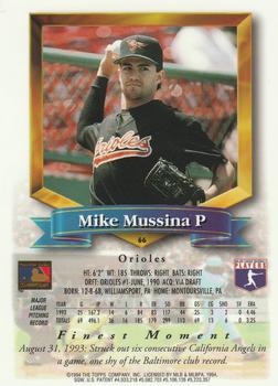 1994 Finest - Refractors #66 Mike Mussina Back