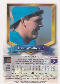 1994 Finest - Refractors #355 Dave Weathers Back