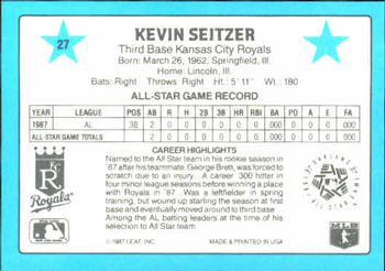 1988 Donruss All-Stars #27 Kevin Seitzer Back