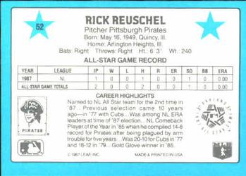 1988 Donruss All-Stars #52 Rick Reuschel Back
