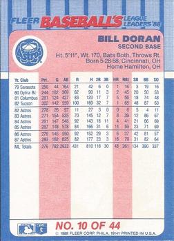 1988 Fleer Baseball's League Leaders #10 Bill Doran Back