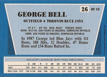 1988 Topps Rite-Aid Team MVP's #26 George Bell Back
