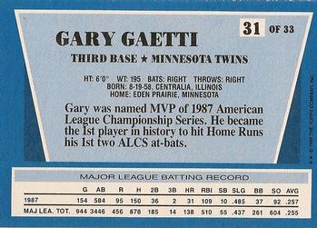 1988 Topps Rite-Aid Team MVP's #31 Gary Gaetti Back