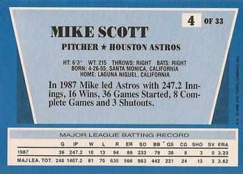 1988 Topps Rite-Aid Team MVP's #4 Mike Scott Back