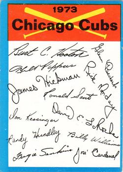 1973 Topps - Team Checklists #NNO Chicago Cubs Front
