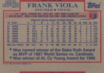 1989 Topps Cap'n Crunch #4 Frank Viola Back