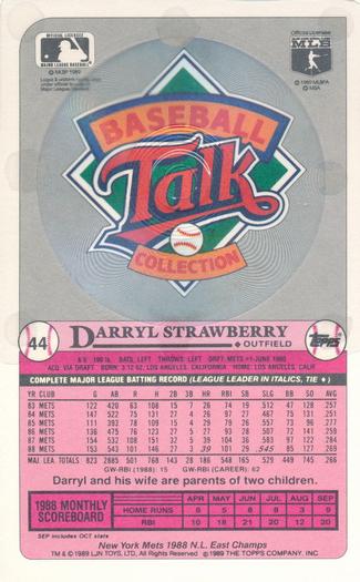 1989 Topps/LJN Baseball Talk #44 Darryl Strawberry Back