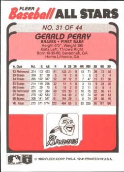 1989 Fleer Baseball All-Stars #31 Gerald Perry  Back