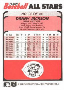 1989 Fleer Baseball All-Stars #22 Danny Jackson  Back