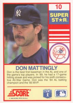 1990 Score 100 Superstars #10 Don Mattingly Back