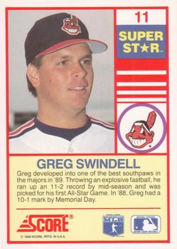 1990 Score 100 Superstars #11 Greg Swindell Back