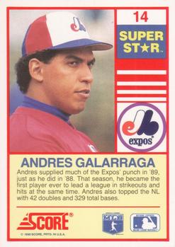 1990 Score 100 Superstars #14 Andres Galarraga Back